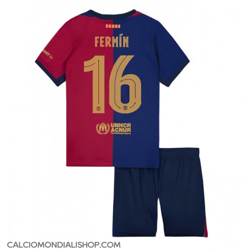 Maglie da calcio Barcelona Fermin Lopez #16 Prima Maglia Bambino 2024-25 Manica Corta (+ Pantaloni corti)